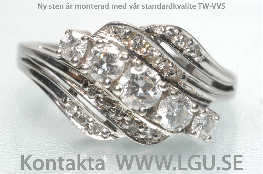 diamantring med tappad diamant lagad av skicklig juvelsfattare